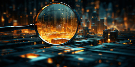Data Visualization, Close up Technology Digitalization, Optimization of High-Tech Electronics, Data mining, artificial intelligence, business analytics, AI Generativeの素材