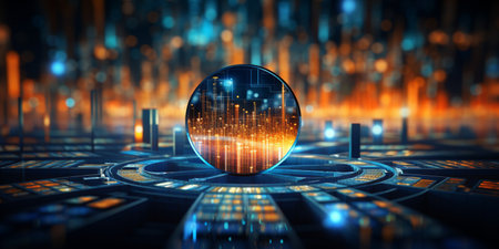 Data Visualization, Close up Technology Digitalization, Optimization of High-Tech Electronics, Data mining, artificial intelligence, business analytics, AI Generativeの素材