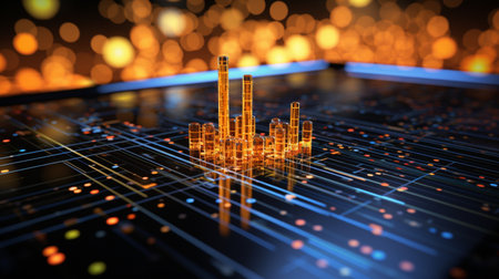 Data Visualization, Close up Technology Digitalization, Optimization of High-Tech Electronics, Data mining, artificial intelligence, business analytics, AI Generativeの素材