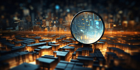 Data Visualization, Close up Technology Digitalization, Optimization of High-Tech Electronics, Data mining, artificial intelligence, business analytics, AI Generativeの素材