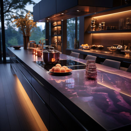 Interior design Luxury spacious home kitchen, build in counter bar, AI Generativeの素材