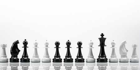 Chess pieces on chessboard, Concept for Leadership, teamwork, partnership, business strategy, decision and competition, AI Generativeの素材
