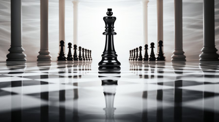 Chess pieces on chessboard, Concept for Leadership, teamwork, partnership, business strategy, decision and competition, AI Generativeの素材
