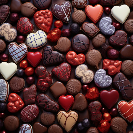 Valentines day background with chocolate candiesの素材