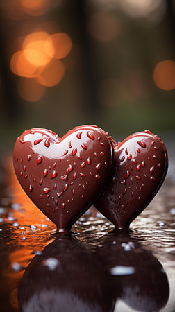 Two Heart Shape Chocolate, Symbol of Love, Festive Element, Happy Valentine's day, advertising material.の素材