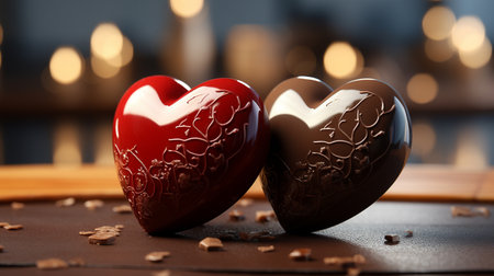 Two Heart Shape Chocolate, Symbol of Love, Festive Element, Happy Valentine's day, advertising material.の素材