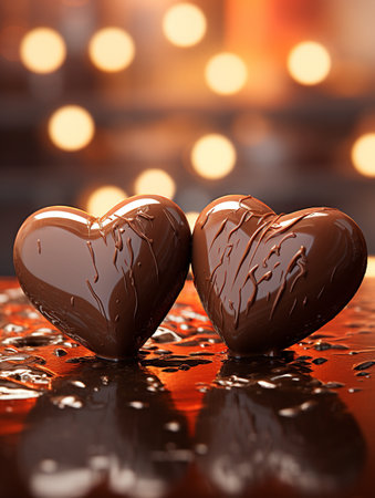 Two Heart Shape Chocolate, Symbol of Love, Festive Element, Happy Valentine's day, advertising material.の素材
