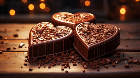 Two Heart Shape Chocolate, Symbol of Love, Festive Element, Happy Valentine's day, advertising material.の素材