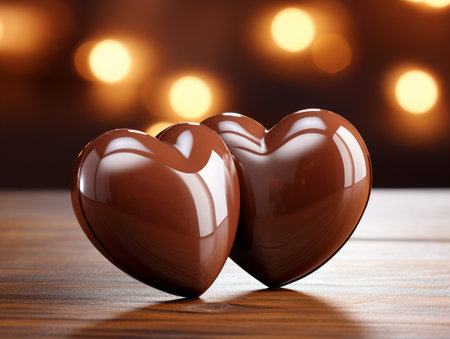Two Heart Shape Chocolate, Symbol of Love, Festive Element, Happy Valentine's day, advertising material.の素材