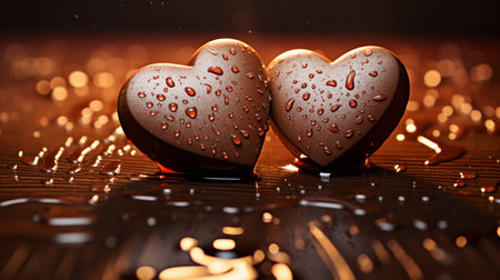 Two Heart Shape Chocolate, Symbol of Love, Festive Element, Happy Valentine's day, advertising material.の素材