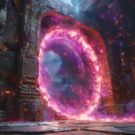 Ancient runes activating a star gate vibrant energy beamの素材