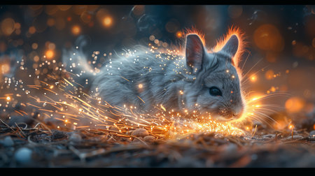 Chinchilla with a gentle glow rolling in heavenly dust leaving a sparkling trailの素材
