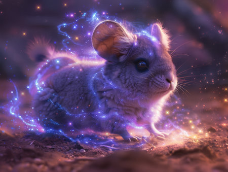 Chinchilla with cosmic dust fur fluffy nebula hop starlight dust bathの素材