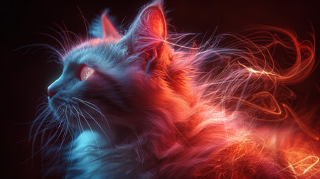 Persian cat with a gentle glow whiskers sparkling comforting lonely spiritsの素材