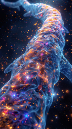 Carbon nanotube structure forming the backbone of a cosmic whale swimming through the dark matter oceanの素材