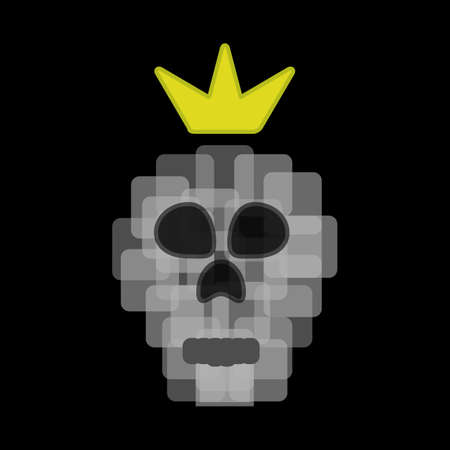 Pixel skull with a crown. Isolated vector illustration.のイラスト素材