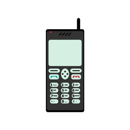 Old mobile phone. Isolated vector illustration. Flat icon, logo.のイラスト素材