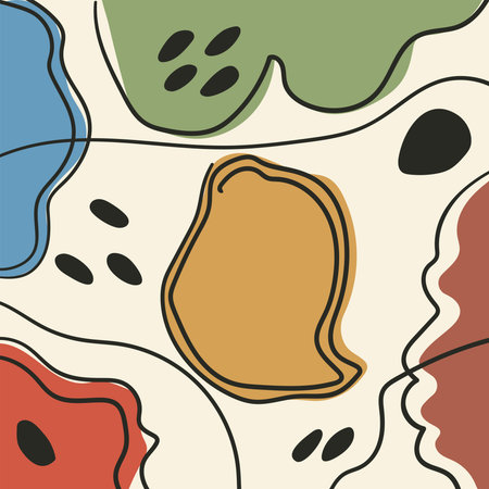 Square template for design with abstract shapes. Vector illustration drawn by hand.のイラスト素材