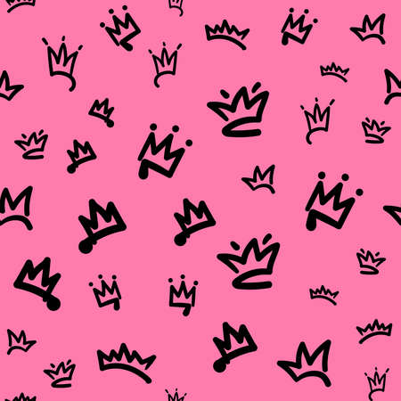 Seamless pattern with a variety of crowns. Doodle, sketch. Cute vector illustration.のイラスト素材