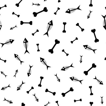Seamless pattern of fish skeletons and bones. Simple vector illustration.のイラスト素材