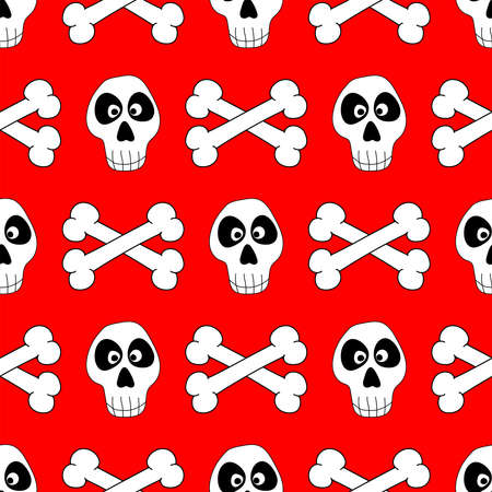 Seamless pattern with funny skull and crossbones. Stylish print. Vector illustration.のイラスト素材