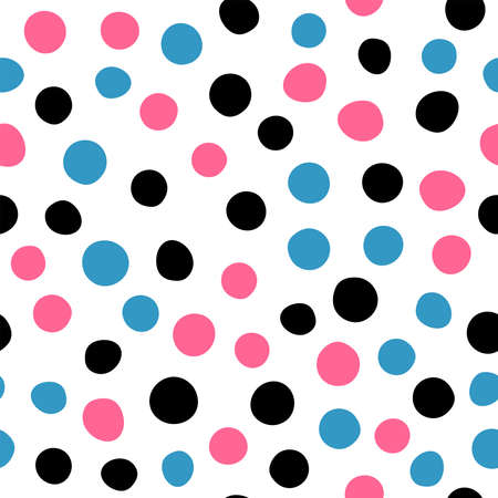 Simple seamless pattern. Randomly scattered colored round spots. Cute vector illustration.のイラスト素材