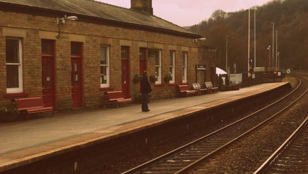 Man in train station platform