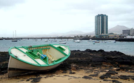 boats on the beachの写真素材