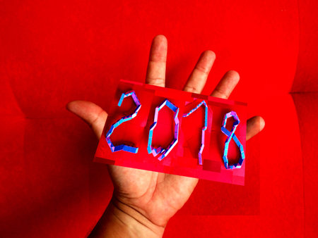 hand card red 2018 happy new year