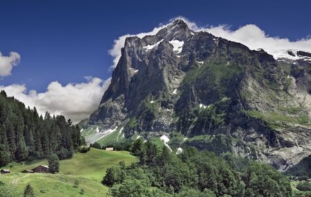 Alpine mountain landscape at Grindelwald (Switzerland)の写真素材