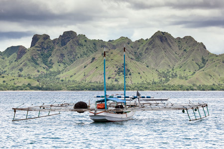 Scenic seascape with fishermen boat, Komodo Island  Indonesia 
