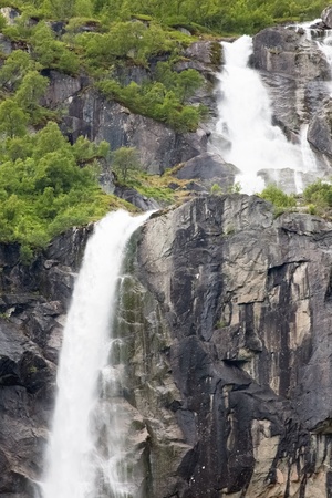 Mountain landscape with waterfall  Norway の写真素材