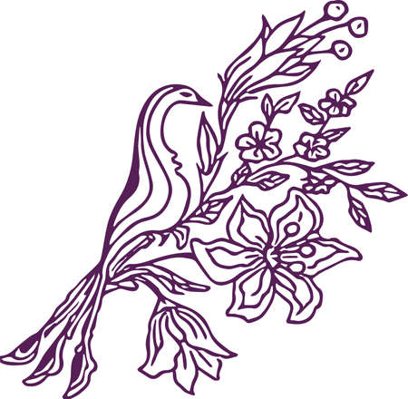 Bird on a branch vector illustration.のイラスト素材