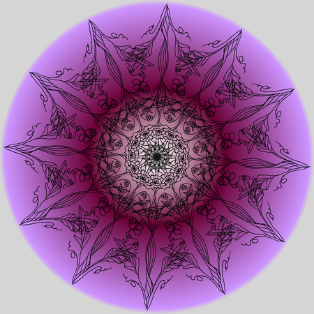 Colorful watercolor mandala. Round pattern. Ornament. Flowers. Invitation, t-shirt print. Tattoo element.Vector illustration.のイラスト素材