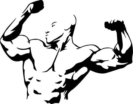 Vector illustration of muscle man suitable for body building clubのイラスト素材