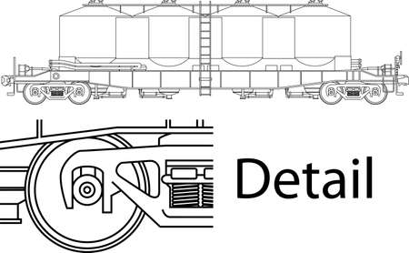 Vector high detailed flour carrying railway wagon - side view のイラスト素材