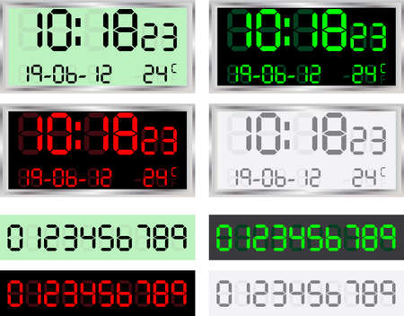 illustration of a digital clock display on various colorsのイラスト素材
