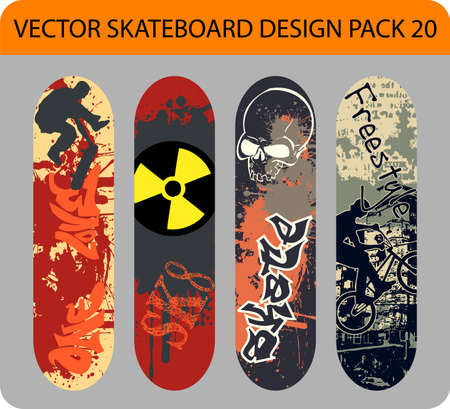 Grunge  pack of 4 skateboard designs のイラスト素材