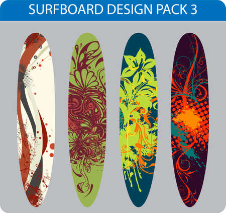 Vector pack of four colorful surfboard designs のイラスト素材