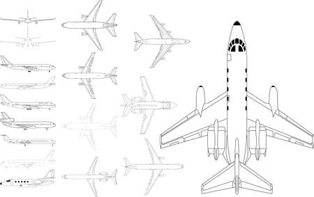 high detailed pack of various modern civil airplane のイラスト素材
