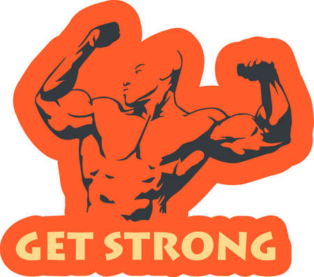 illustration of muscle man suitable for body building club のイラスト素材