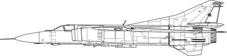 a modern military airplane - side viewのイラスト素材