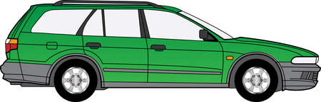 Detailed vector illustration of a green carのイラスト素材