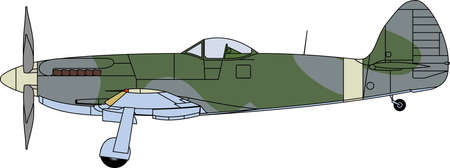 Vector illustration of a supermarine airplane with color scheme - side viewのイラスト素材