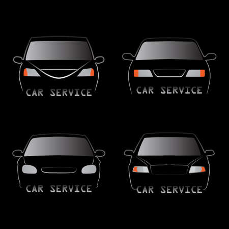 Abstract vector illustration of various car silhouettes - front viewのイラスト素材