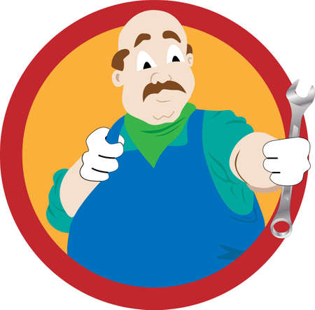 Vector illustration of a man with a wrenchのイラスト素材