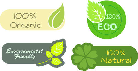 vector pack with four eco labelsのイラスト素材