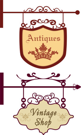 Old vintage signboards vector illustrationのイラスト素材