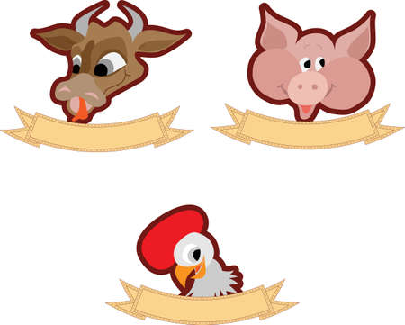 Cartoon farm animals badges  packの写真素材