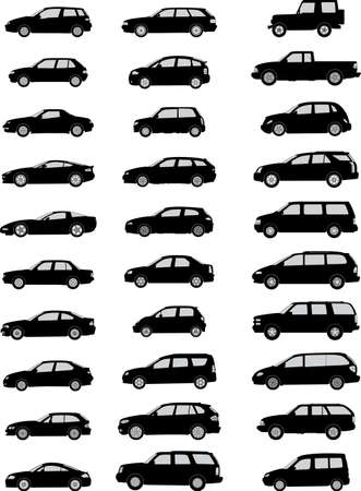  pack with various car silhouettesの写真素材